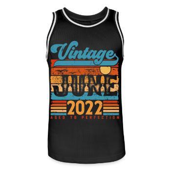 Juni 2022, Vintage-Jubiläumsgeschenk Juni 2022. - Männer Basketball-Trikot - Schwarz/Weiß - Vorne - AI Model Male 185 dark (185cm)
