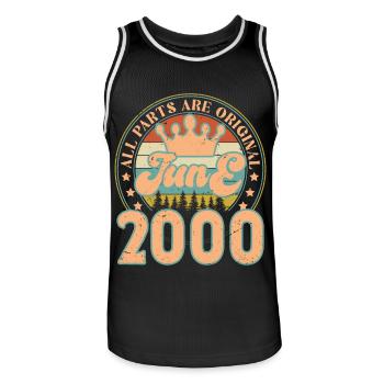June 2000. June 2000 Birthday Gift. June - Men's Basketball Jersey - black/white - Front - AI Model Male 185 dark (185cm)