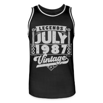 Vintage Geburtstagsgeschenk Juli 1987, Juli. - Männer Basketball-Trikot - Schwarz/Weiß - Vorne - AI Model Male 185 dark (185cm)