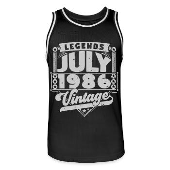 Vintage Birthday Gift July 1986, July. - Men's Basketball Jersey - black/white - Front - AI Model Male 185 dark (185cm)