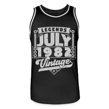Vintage Geburtstagsgeschenk Juli 1982, Juli. - Männer Basketball-Trikot - Schwarz/Weiß - Vorne - AI Model Male 185 dark (185cm)