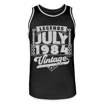 Vintage Geburtstagsgeschenk Juli 1984, Juli. - Männer Basketball-Trikot - Schwarz/Weiß - Vorne - AI Model Male 185 dark (185cm)