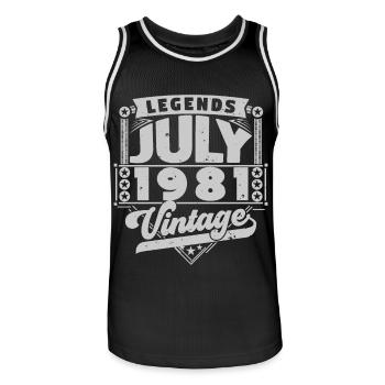 Vintage Geburtstagsgeschenk Juli 1981, Juli. - Männer Basketball-Trikot - Schwarz/Weiß - Vorne - AI Model Male 185 dark (185cm)