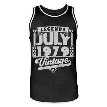 Cadeau Vintage Anniversaire Juillet 1979, juillet. - Maillot de basket Homme - noir/blanc - Devant - AI Model Male 185 dark (185cm)