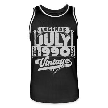 Vintage Geburtstagsgeschenk Juli 1990, Juli. - Männer Basketball-Trikot - Schwarz/Weiß - Vorne - AI Model Male 185 dark (185cm)