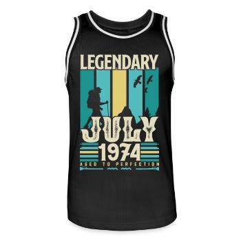 cadeau Anniversaire Juillet 1974, Vintage juillet. - Maillot de basket Homme - noir/blanc - Devant - AI Model Male 185 dark (185cm)