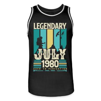 Juli 1980 Geburtstagsgeschenk, Vintage Juli. - Männer Basketball-Trikot - Schwarz/Weiß - Vorne - AI Model Male 185 dark (185cm)