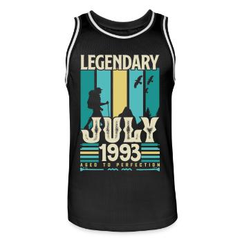 Juli 1993 Geburtstagsgeschenk, Vintage Juli. - Männer Basketball-Trikot - Schwarz/Weiß - Vorne - AI Model Male 185 dark (185cm)