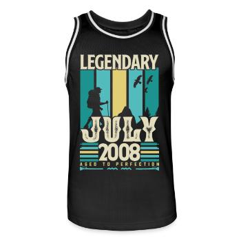 July 2008 Birthday Gift, Vintage July. - Men's Basketball Jersey - black/white - Front - AI Model Male 185 dark (185cm)
