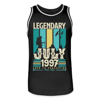 cadeau Anniversaire Juillet 1997, Vintage juillet. - Maillot de basket Homme - noir/blanc - Devant - AI Model Male 185 dark (185cm)