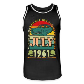 July 1961 birthday gift. July 1961. - Men's Basketball Jersey - black/white - Front - AI Model Male 185 dark (185cm)