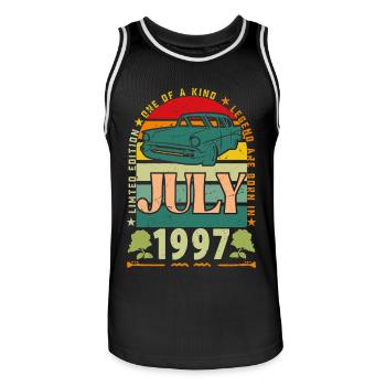July 1997 birthday gift. July 1997. - Men's Basketball Jersey - black/white - Front - AI Model Male 185 dark (185cm)