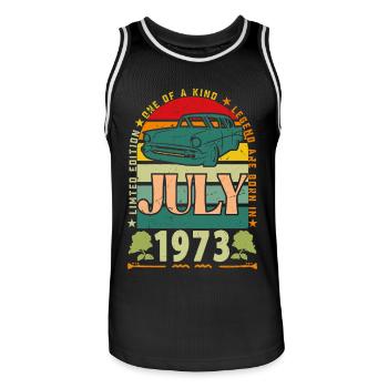 Geburtstagsgeschenk Juli 1973. - Männer Basketball-Trikot - Schwarz/Weiß - Vorne - AI Model Male 185 dark (185cm)