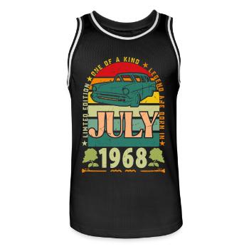 Geburtstagsgeschenk Juli 1968. - Männer Basketball-Trikot - Schwarz/Weiß - Vorne - AI Model Male 185 dark (185cm)