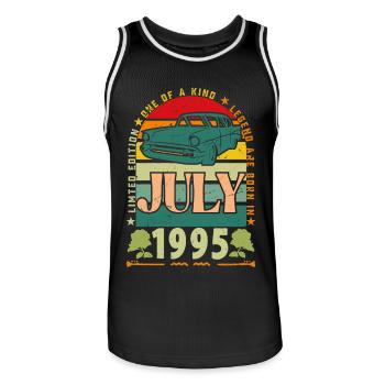 Geburtstagsgeschenk Juli 1995. - Männer Basketball-Trikot - Schwarz/Weiß - Vorne - AI Model Male 185 dark (185cm)