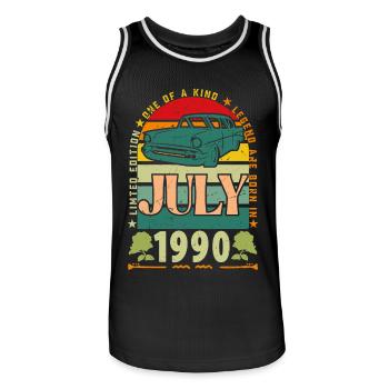 Geburtstagsgeschenk Juli 1990. - Männer Basketball-Trikot - Schwarz/Weiß - Vorne - AI Model Male 185 dark (185cm)
