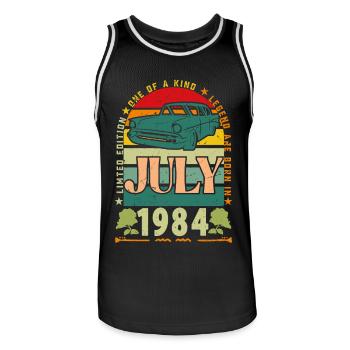 Geburtstagsgeschenk Juli 1984. - Männer Basketball-Trikot - Schwarz/Weiß - Vorne - AI Model Male 185 dark (185cm)