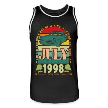 July 1998 birthday gift. July 1998. - Men's Basketball Jersey - black/white - Front - AI Model Male 185 dark (185cm)