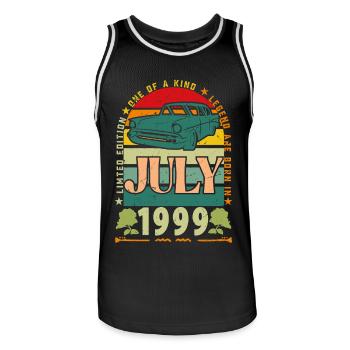 Geburtstagsgeschenk Juli 1999. - Männer Basketball-Trikot - Schwarz/Weiß - Vorne - AI Model Male 185 dark (185cm)
