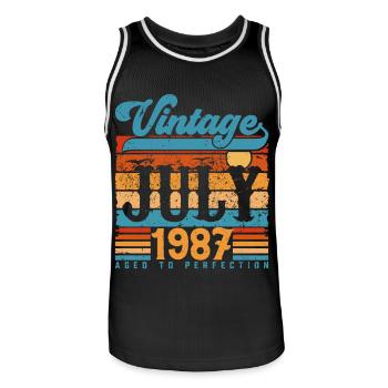Juli 1987, Juli 1987 Geburtstagsgeschenk. - Männer Basketball-Trikot - Schwarz/Weiß - Vorne - AI Model Male 185 dark (185cm)