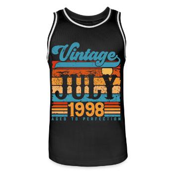 July 1998, July 1998 Birthday Gift. - Men's Basketball Jersey - black/white - Front - AI Model Male 185 dark (185cm)