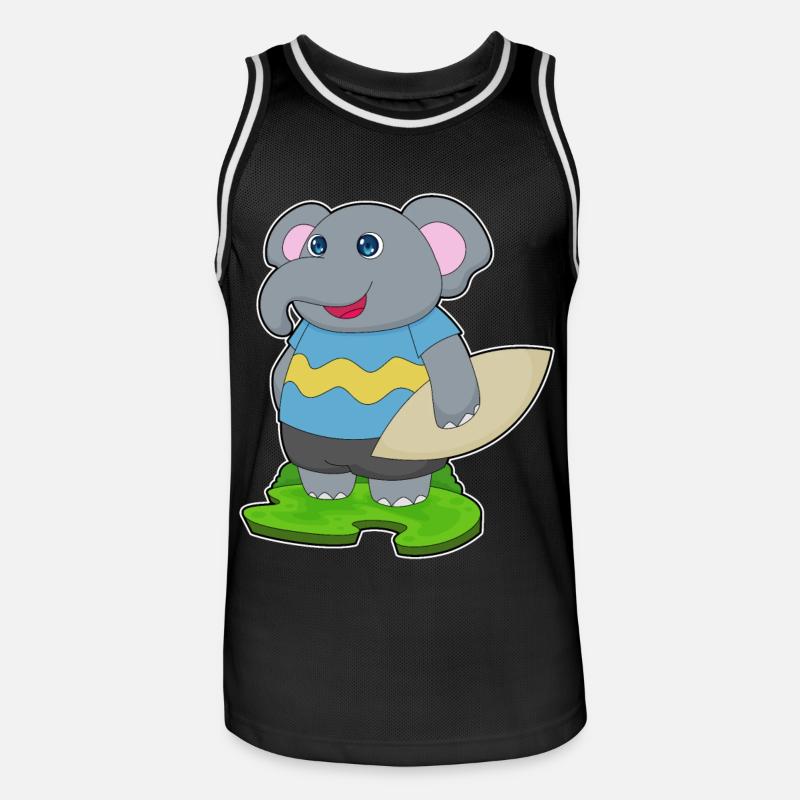 Elefant surfer surfebrett - Basketballdrakt for menn - svart/hvit