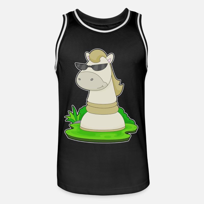 pièce d’échecs chevalier échecs - Maillot de basket Homme - noir/blanc