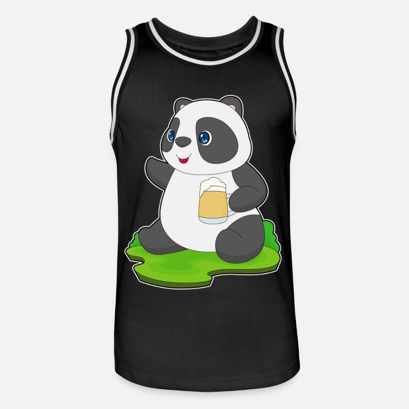Panda Bier - Männer Basketball-Trikot - Schwarz/Weiß