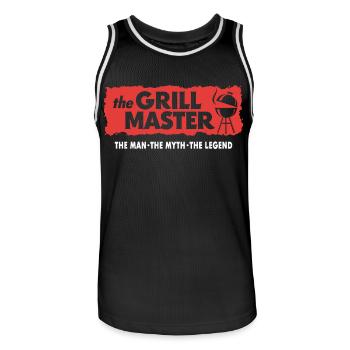 The Grillmaster BBQ Grilling Cult Saying - Men's Basketball Jersey - black/white - Front - AI Model Male 185 dark (185cm)