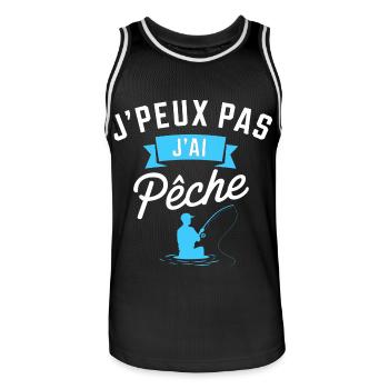 J peux pas j ai Pêche - Maillot de basket Homme - noir/blanc - Devant - AI Model Male 185 dark (185cm)