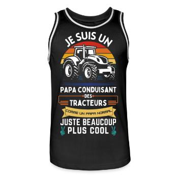 Father's Day T-shirt - Dad Tractor Driver - Men's Basketball Jersey - black/white - Front - AI Model Male 185 dark (185cm)