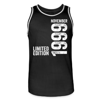 Novembre 1999 Édition Limitée Novembre 1999 - Maillot de basket Homme - noir/blanc - Devant - AI Model Male 185 dark (185cm)