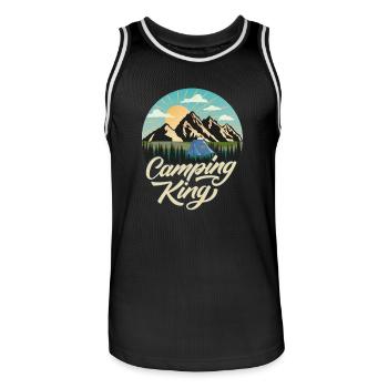 Camping - Men's Basketball Jersey - black/white - Front - AI Model Male 185 dark (185cm)
