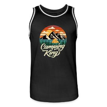Camping - Männer Basketball-Trikot - Schwarz/Weiß - Vorne - AI Model Male 185 dark (185cm)