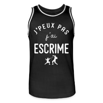 Escrime Je peux pas j ai escrime sport - Maillot de basket Homme - noir/blanc - Devant - AI Model Male 185 dark (185cm)