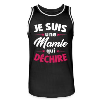 Je Suis Une Mamie Qui Déchire - Maillot de basket Homme - noir/blanc - Devant - AI Model Male 185 dark (185cm)