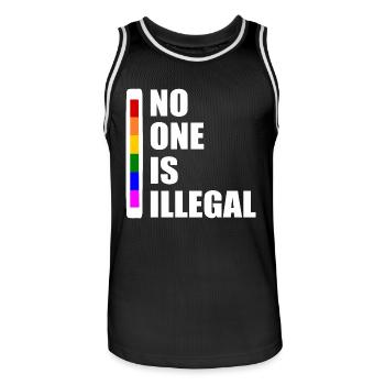 No one is illegal - Men's Basketball Jersey - black/white - Front - AI Model Male 185 dark (185cm)