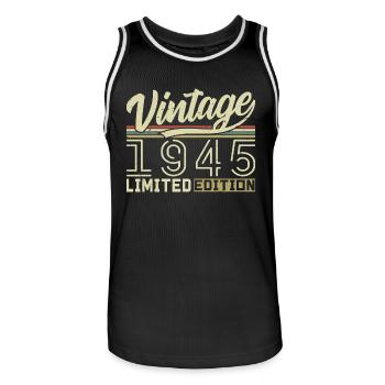Legende seit 1945 Geboren 1945 Geburtstag 79 Jahre - Männer Basketball-Trikot - Schwarz/Weiß - Vorne - AI Model Male 185 dark (185cm)