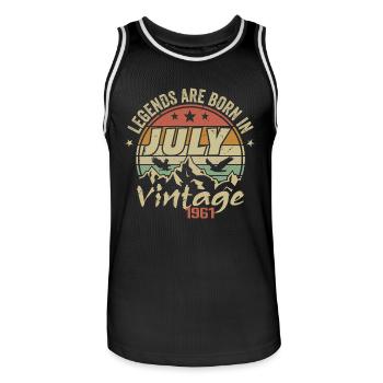 Vintage Anniversary - Made in July 1961 - Men's Basketball Jersey - black/white - Front - AI Model Male 185 dark (185cm)