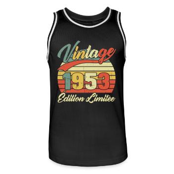 Cadeau D'anniversaire Vintage 1953 Édition Limitée - Maillot de basket Homme - noir/blanc - Devant - AI Model Male 185 dark (185cm)