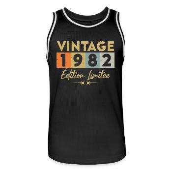 Vintage 1982 Édition Limitée - Maillot de basket Homme - noir/blanc - Devant - AI Model Male 185 dark (185cm)