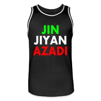 jin jiyan azadi - Maillot de basket Homme - noir/blanc - Devant - AI Model Male 185 dark (185cm)