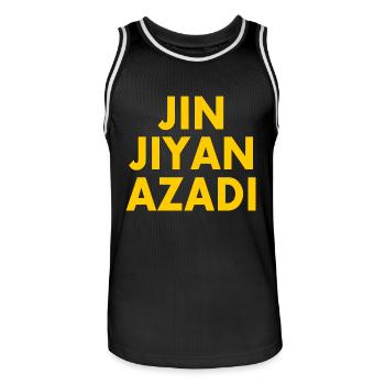 jin jiyan azadi - Men's Basketball Jersey - black/white - Front - AI Model Male 185 dark (185cm)