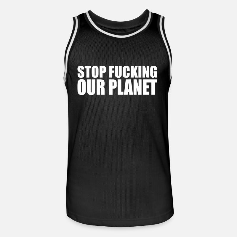 Stop fracking our planet - Maillot de basket Homme - noir/blanc