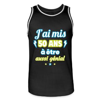 50 ans génial cadeau anniversaire 50 ans - Maillot de basket Homme - noir/blanc - Devant - AI Model Male 185 dark (185cm)