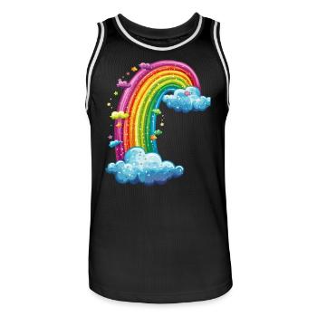 Bunter Regenbogen Mit Wolken Zeichnung - Männer Basketball-Trikot - Schwarz/Weiß - Vorne - AI Model Male 185 dark (185cm)