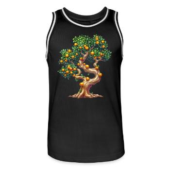 Oranger avec motif de fruits mûrs - Maillot de basket Homme - noir/blanc - Devant - AI Model Male 185 dark (185cm)