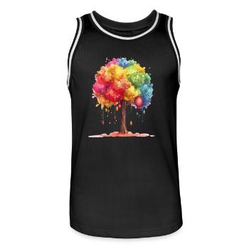 Farbenfroher Baum Mit Bunten Tropfen - Männer Basketball-Trikot - Schwarz/Weiß - Vorne - AI Model Male 185 dark (185cm)