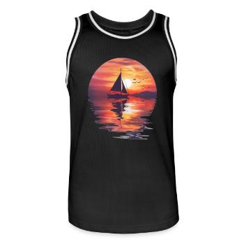 Sailboat at sunset by the sea - Men's Basketball Jersey - black/white - Front - AI Model Male 185 dark (185cm)