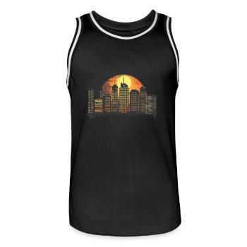 Urban sunset, big city flair - Men's Basketball Jersey - black/white - Front - AI Model Male 185 dark (185cm)